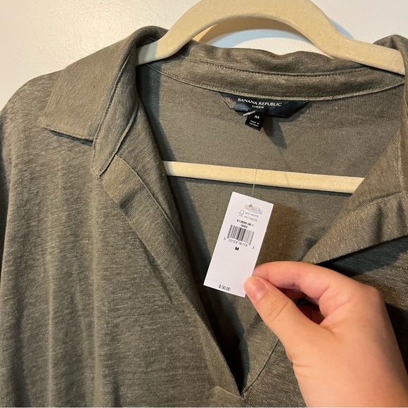 NWT! Banana Republic Linen Polo in Desert Thyme Green | medium - Picture 5 of 5